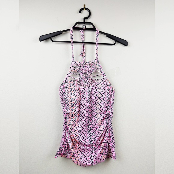 Island Escape 8 Pink Rinconi Shirred Tankini - Picture 2 of 5